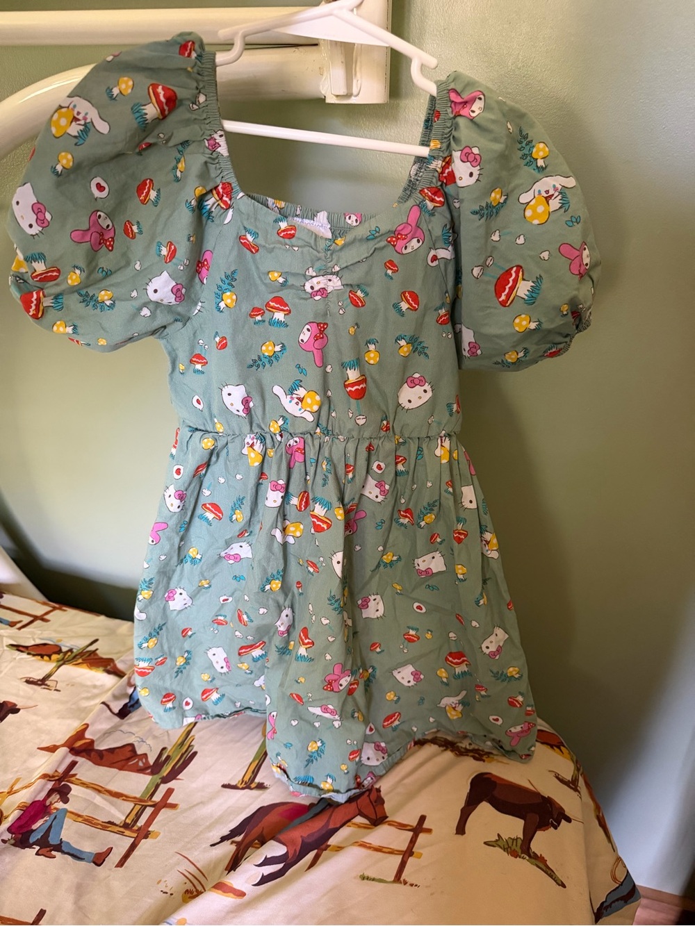 Sanrio Mint Green Hello Kitty Puff-Sleeve Dress
